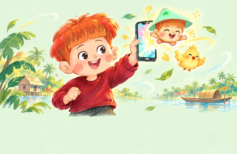 Martin cầm điện thoại, nhân vật nhảy ra khỏi màn hình